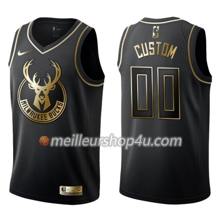 Maillot Basket Homme Milwaukee Bucks Personnalisé Nike Noir Gold Edition Swingman